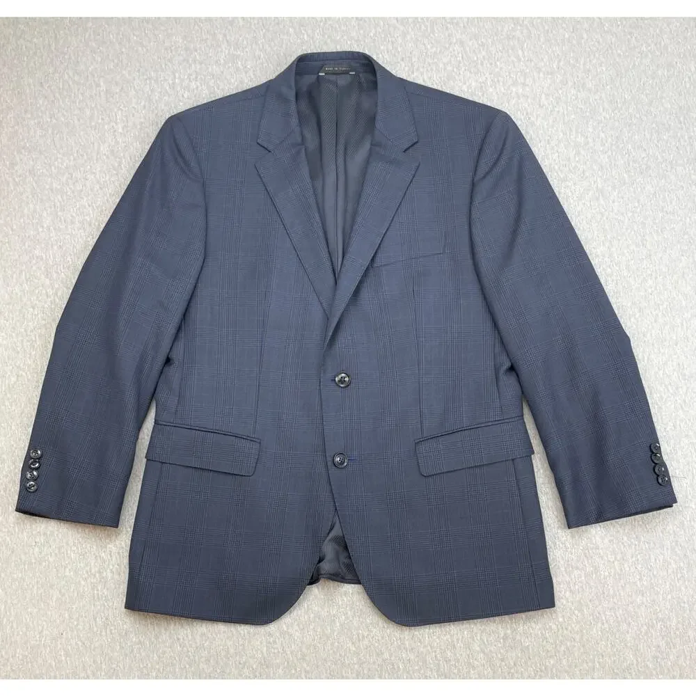 Hugo Boss‎ Blazer Mens 40S Plaid Lanificio 100% Wool 2-Button Single Breasted